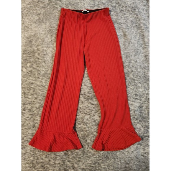 Zara Trafaluc Red Cotton Womens Ribbed Pants Small - Picture 1 of 6